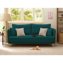 Bestmobilier - Grenat - 3-sitzer einzelsofa - aus samt - entenblau