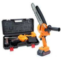 Grenintol - 8 Pouces Tronçonneuse Électrique Scie à Chaîne sans Fil avec 2 Piles 2 Chaînes, 24V Tronçonneuse à Batterie Portative à Une Main