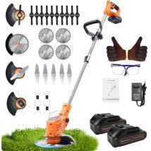 Rasentrimmer ,4-in-1- Akku-Rasentrimmer mit 2X2000mah-Batterien Höhen &winkelverstellbarer Elektro-Rasentrimmer kabelloser Akku-Rasenmäher