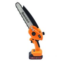 Grenintol - Tronçonneuse Électrique sans Fil, Mini Tronçonneuses à Batterie 24V avec 2 Chaînes Pour La Coupe Du Bois, Orange