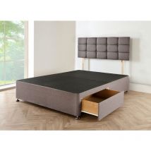 Sr Living Ltd - Grey linen Look Fabric Divan Bed Base with Headboard super king size Bed Frame with 20 Inches High Headboard and 2 Storage Drawers