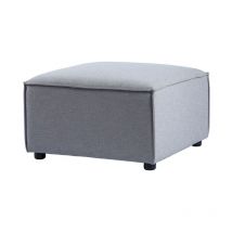 Roomee - Grey Modular Ottoman Pouffe With Solid Wood Legs Foot Stool