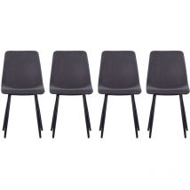 Grey Set of 4 Velvet Accent Chair Dining Chair with Metal Legs
