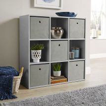 Grey Storage Cube 9 Shelf Bookcase Wooden Display Unit Organiser Furniture - Grey