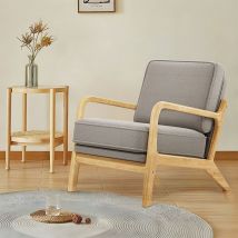 Warmiehomy - Grey Velvet Wooden Armchair