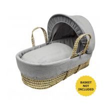 Grey Waffle Moses Basket Bedding Set Dressings with Quilt, Padded Liner, Body Surround and Adjustable Hood - Grey