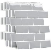 Grey)10 Pieces Thicker Adhesive Backsplash for Kitchen Bathroom, Faux Tile Adhesive Wall White Adhesive Kitchen Backsplash, Waterproof Metro 3d pvc