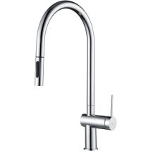 Mice - Robinet de cuisine monocommande amovible - Robinet d'évier monocommande avec système d'économie d'énergie - Couleur Chrome