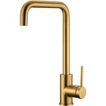 Mice - Robinet de cuisine, robinet d'évier monocommande avec cartouche en céramique ø 35 mm - Robinet de cuisine élégant - Brushed Gold - GCR004/OC