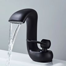 Petites Ecrevisses - Grifo de Baño Cascada Moderno Grifo Monomando de Lavabo Ajustable para Agua Fría y Caliente Negro