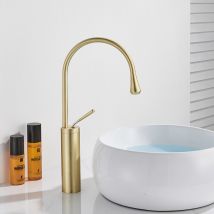 Suguword - Grifo de baño, grifo de lavabo de oro cepillado, grifo de alta calidad, grifo de lavabo de baño de agua fría y caliente disponible