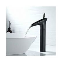 R&g - Grifo de baño negro, grifo de cascada, grifo mezclador de lavabo monomando retro negro, grifo de lavabo, grifo de baño alto de encimera de