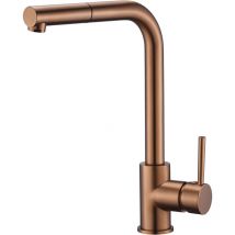 Imex Products - Mice - Grifo de cocina monomando con Ducha Extraíble, Grifo para Fregadero, Grifo de Cocina Monomando - Oro Rosa Cepillado