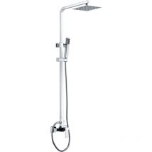 Mice - Conjunto Columna de ducha Monomando con barra extensible - Barra de ducha con Rociador y mango - Griferia de baño color Cromo