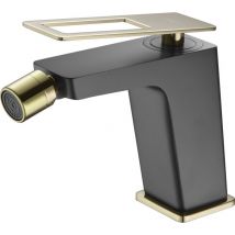 Mice - Rubinetto bidet monocomando - Rubinetto wc con maniglia quadrata Colore Nero Opaco e Oro Lucido BDC032-2NGOLD
