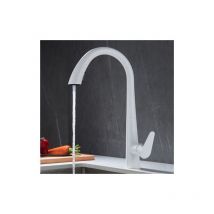 Cyslmuk - Grifo de cocina con ducha extraíble monomando giratorio 360° para frío y calor disponible en acero inoxidable blanco