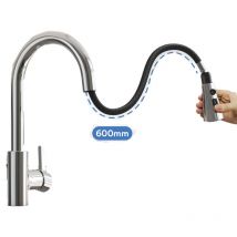 Coree - Grifo de Cocina Corea con Cuello de Cisne Cromado, Ducha Extraíble Giratoria 360° para Fregadero de Acero Inoxidable, 2 Modos