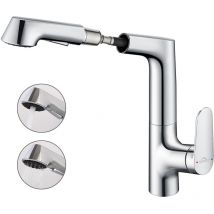 Lonheo - Rubinetto Miscelatore Monocomando Cucina Lavello con Doccetta Estraibile a 2 getti, Rubinetto da cucina girevole a 360°, Acqua Calda e