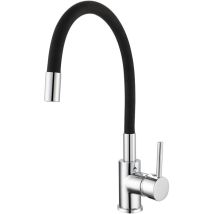 K2o - Rubinetto Da Cucina Flex 22x9,6x36,6cm Monocomando Con Canna Girevole E Flessibile, Aeratore Incorporato, Nero E Cromato