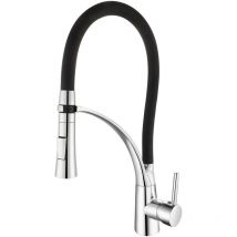 Robinet de Cuisine Mitigeur K2O Splash 25x8x43 cm Chrome avec Flexible, Bec 360° Amovible, 2 Fonctions Eau et Aérateur