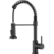 Grifo De Cocina Negro, Grifo Monomando Con Ducha Giratoria 360° Y Doble Función De Spray