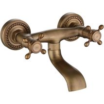 Grifo Mezclador Antiguo Para Lavabo, Grifo Mural De Cobre, Lavabo Empotrado, Grifo De Agua Fría Y Caliente, Grifo De Cocina Negro