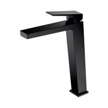 Mice Collection - Robinet de lavabo de salle de bain monocommande avec bec haut pour eau chaude et froide - Noir Mat