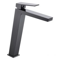 Robinet de lavabo de salle de bain monocommande avec bec haut pour eau chaude et froide - Robinet de lavabo haut - Couleur Black Gun Metal