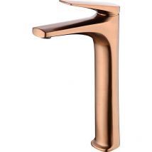 Rubinetto monocomando con bocca alta per lavabo in ottone - Lavabo Alto Griferia Colore Oro Rosa Spazzolato