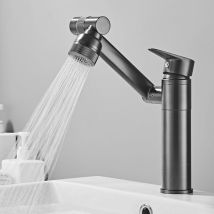 Petites Ecrevisses - Grifo de Lavabo Giratorio 360° Mezclador Monomando Baño Cocina Agua Fría y Caliente con 3/8' Manguera Gris