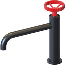 Rubinetto Lavabo K2O Chillout Delta Basso 23,5x6,7x20cm Monocomando con Aeratore Incorporato e Cartuccia Ceramica, Nero e Rosso