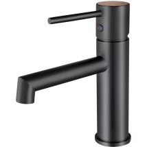 Rubinetto Lavabo K2O Lusso Zen 16,5x5x18,5 cm Monocomando con Aeratore Incorporato e Cartuccia Ceramica, Nero Opaco