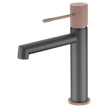 Mice Collection - Robinet de lavabo à levier unique, robinets de salle de bains pour eau chaude/froide, gris Champagne