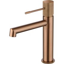 Rubinetto monocomando per lavabo, rubinetti da bagno per acqua calda/fredda Colore oro rosa spazzolato