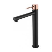 Mice Collection - Robinet de lavabo avec bec haut - Robinet de salle de bain monocommande avec bec haut sur le plan de travail pour lavabos en Noir