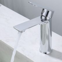 Homelody - Grifo de lavabo para baño, mezclador regulable para agua caliente y fría, grifo cromado de acero inoxidable para lavabo de baño