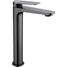 Rubinetto lavabo monocomando con bocca alta in ottone - rubinetto lavabo bocca lunga adatto per acqua calda/fredda Colore Nero Canna di fucile