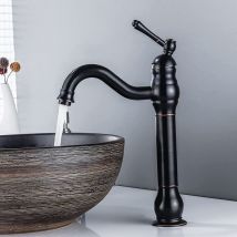 Petites Ecrevisses - Grifo de Lavabo Retro Mezclador Monomando de Baño Giratorio de 360° Caño Alto Agua Fría y Caliente Disponible Negro