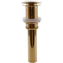 Yozhiqu - Grifo de lavabo sin ranuras, push-pop-up, click-clack maker, tapón de desagüe, sin rebosadero (dorado)