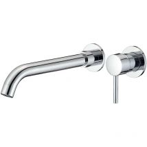 Grifo lavabo empotrado redondo monomando cromado caño 26cm serie Guadiana - Valaz