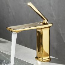 Petites Ecrevisses - Grifo Lavabo Moderno Mezclador Monomando para Baño Caliente y Fría Griferia de Baño con 3/8' Manguera Oro