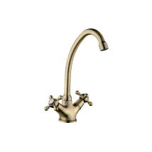 Esmebra - Grifo Monobloc Fregadero Atenas Curvo Bronce, 29cm(alto) 15.4cm(largo).