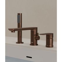 Grifo mezclador de bañera y ducha de 3 orificios en oro rosa cepillado - Nunki