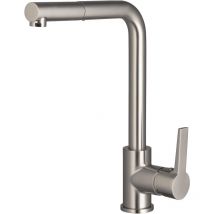 Eurosanit - Grifo de fregadero alto de acero inoxidable cepillado con ducha de latón gange by
