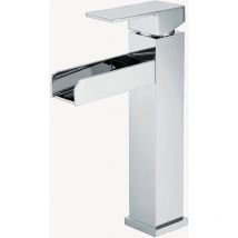 Kroos - Grifo mezclador de lavabo en cascada cromado alto - Alnair