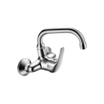 Esmebra - Grifo Monomando Fregadero Pared Caño Corto Sonia-11 cromo. 16cm(alto) 21,5cm(largo).