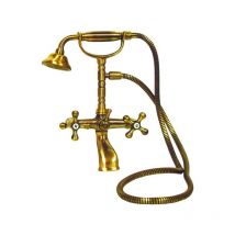 Grifo mezclador para bañera con ducha de latón antiguo - 35x18x16 cm