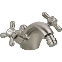 Gattoni Rubinetteria - Grifo para bidé de un orificio con doble palanca en color acero antiguo Gattoni Calypso 5931/REA0 acero inoxidable cepillado