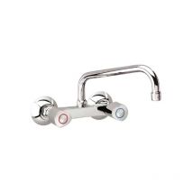 Ramon Soler - Grifo de Fregadero de Cocina Bimando de Pared con Caño Alto Inclinado Cromado Serie eco - Cromo