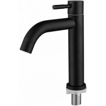 Triomphe - Grifo para lavabo de baño, grifo monomando de acero inoxidable, elegante diseño retro, negro mate negro mate para baño, frío único, inodoro